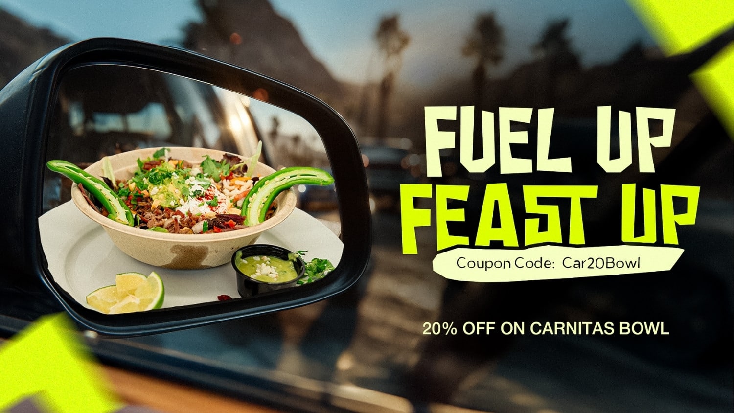 Exclusive offer 20% OFF on Carnitas Bowl best restaurant nearby